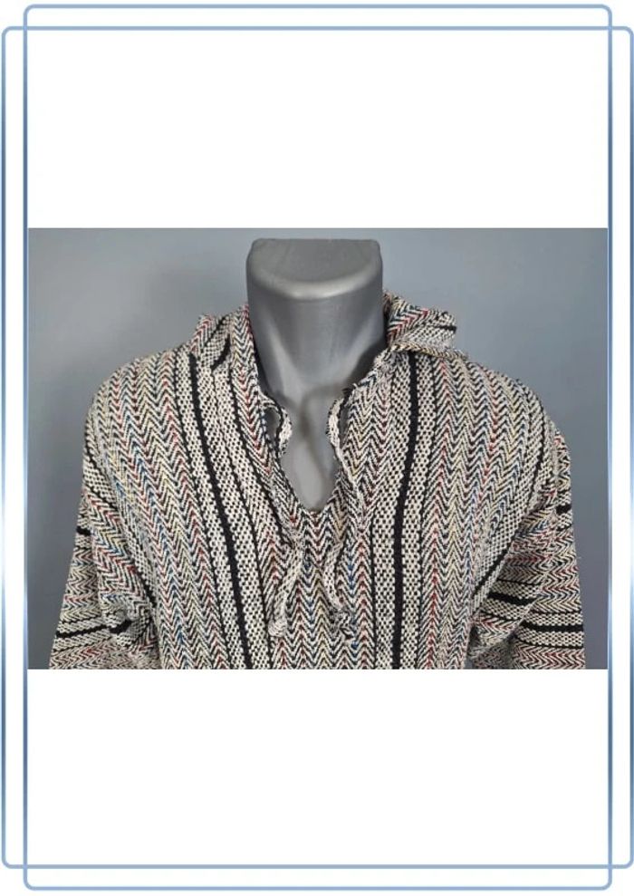 sweat a capuche / Hoodie/baja/poncho mexicain - taille S - homme - multicolore / fait main (287) - photo numéro 2
