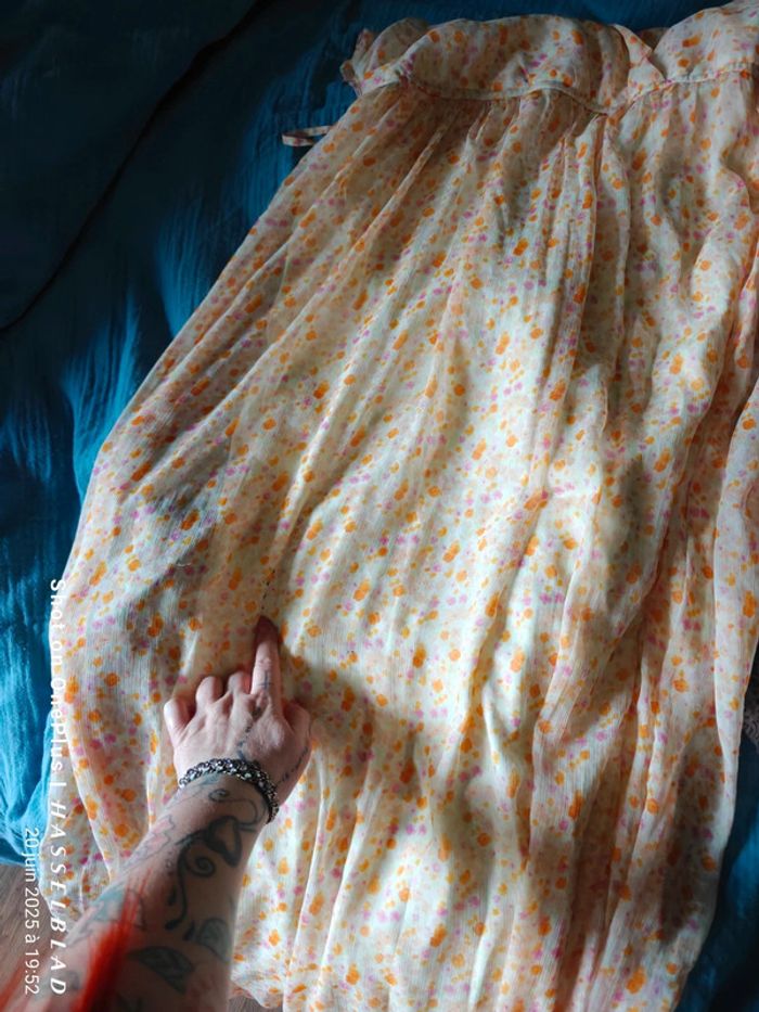 Belle robe d'été fleurie jaune et orange - photo numéro 5
