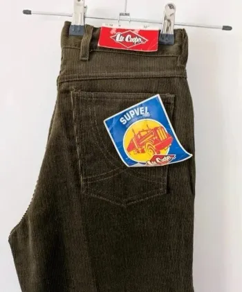 Jean vintage en velours côtelé vert foncé - Lee cooper - taille 36
