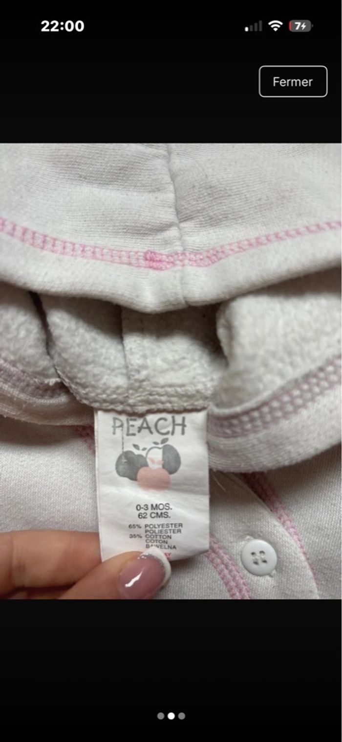 Gilet bébé fille 1 mois 🤍 à capuche – doux & chaud - photo numéro 2