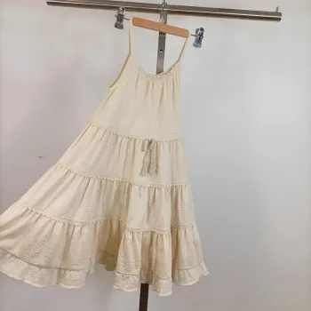 Robe trapèze crème à volants – Style bohème – Taille 8 ans A635
