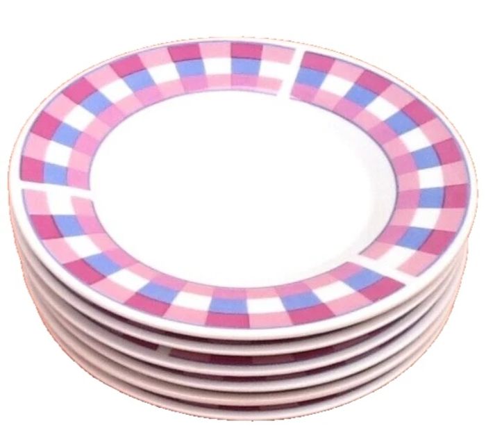 6 petites assiettes / Soucoupes  Porcelaine décor à damier - photo numéro 7
