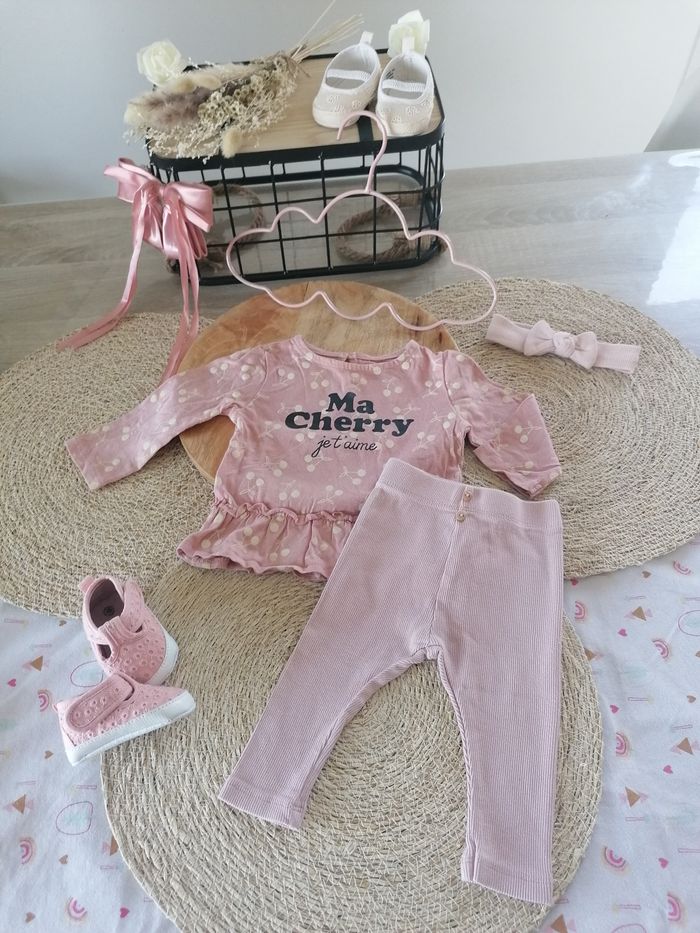 Ensemble blouse ma cherry cerise legging cotelé printemps - photo numéro 1