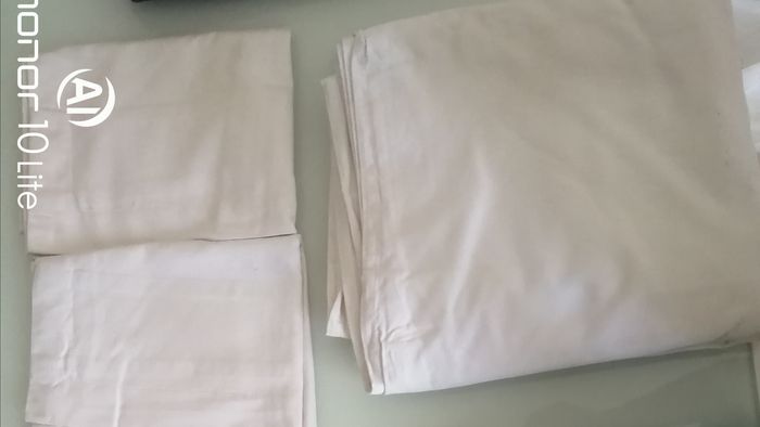 Ensemble drap plat coton, beige clair 257x210 cm, avec  2 taies d'oreiller 74x50 cm
Bon état - photo numéro 2