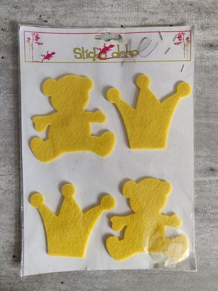 4 stickers feutrine jaune repositionnables