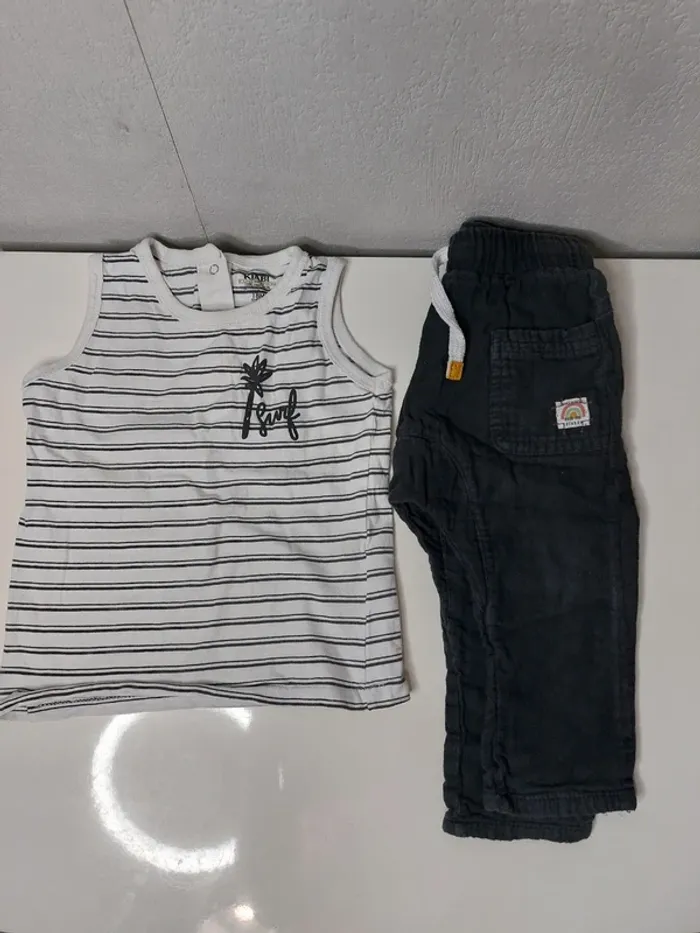 Ensemble Tee-shirt débardeur rayure blanc et noir" Kiabi" - photo numéro 3