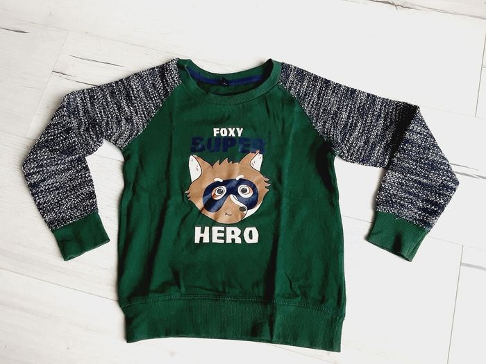 Vêtement garçon pull léger vert renard Poco Piano 4 ans - photo numéro 2