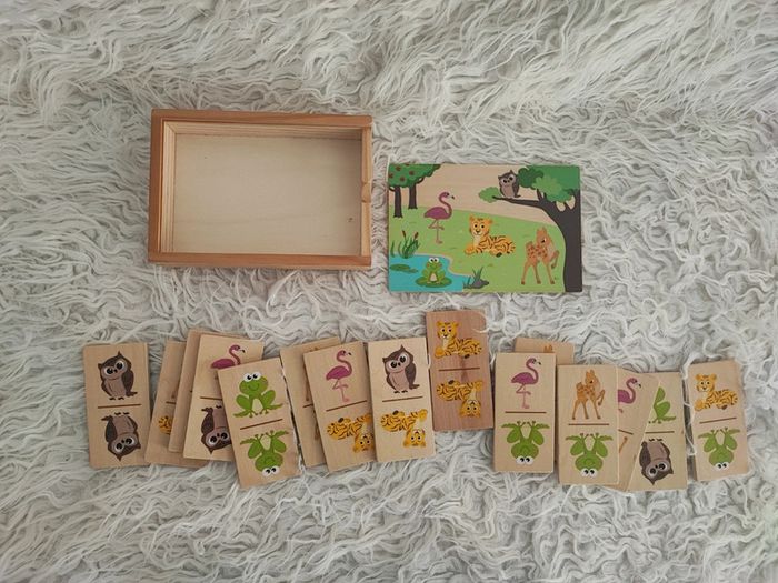 Boîte domino en bois motif animaux - photo numéro 5