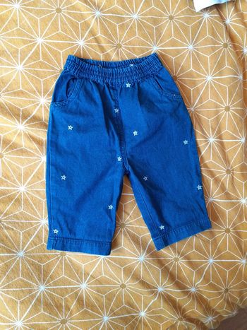 Pantalon  toile effet jean taille élastique étoile