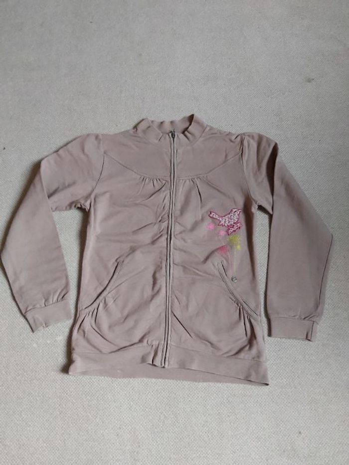 Gilet sweat zippé fantaisie beige 12 ans - La Cie des petits