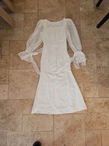 Robe longue blanche femme TM 38 neuve jamais portée