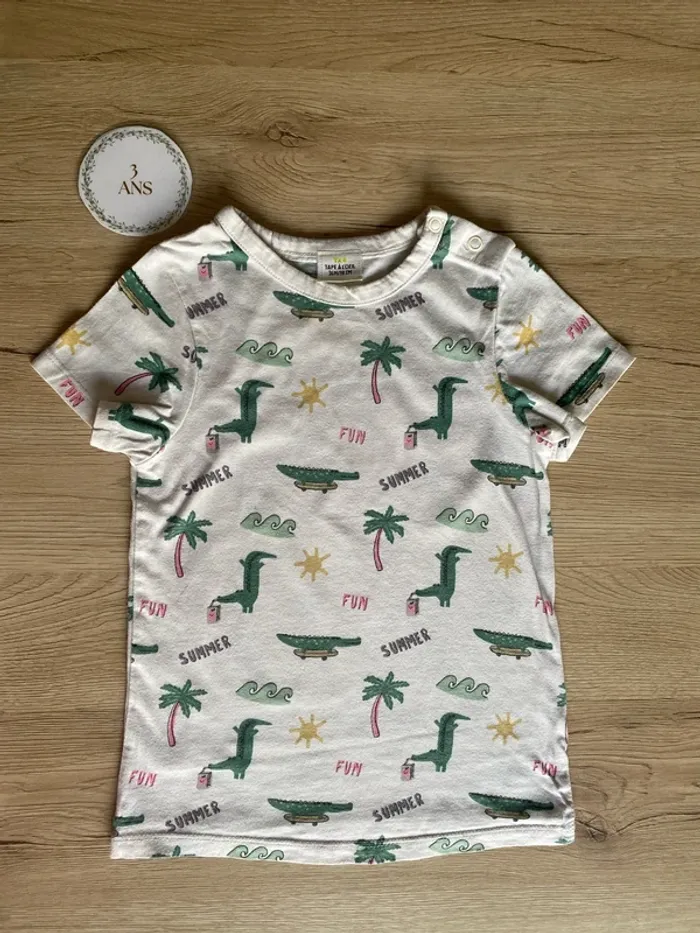 Tee-shirt manche courte motif crocodile garçon toute saison 36 mois / 3 ans tape à l’œil