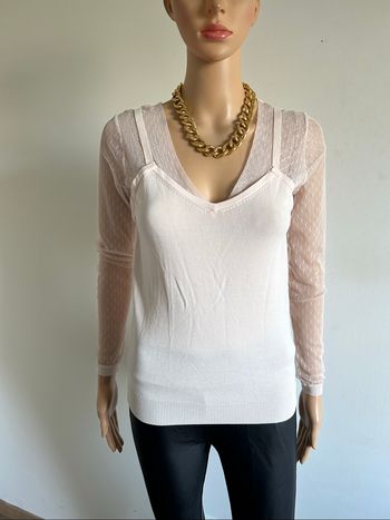 Pull rose clair neuf avec plumetis Morgan taille XS (valeur 40€)