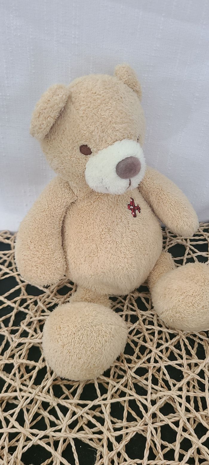 doudou ours broderie avion nicotoy - photo numéro 2