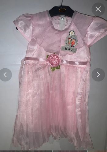 Robe longue rose chic , fillette 1 ans , baptême mariage événement