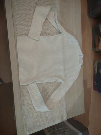 Pull fin blanc côtelé gemo 16 ans