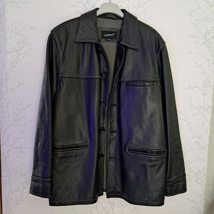 Veste noire en cuir homme