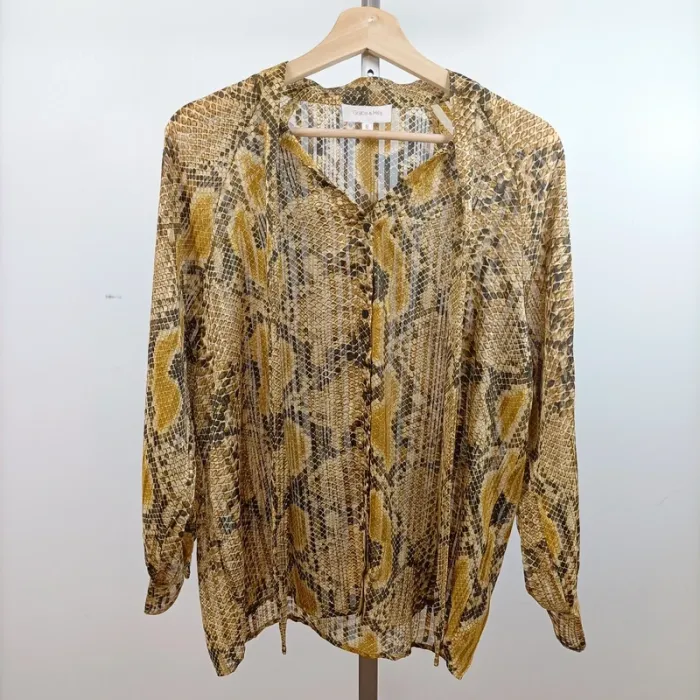 Blouse imprimé python moutarde – Grace & Mila – Taille M A747