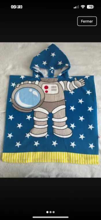 Poncho serviette enfant astronaute – bleu étoilé