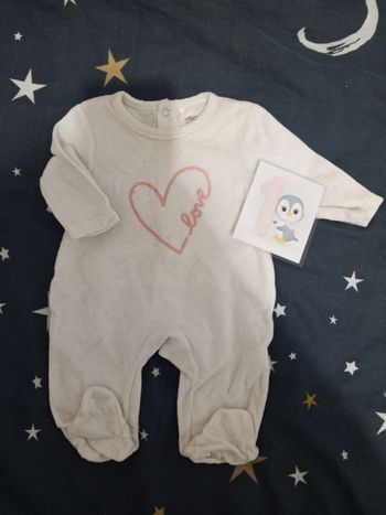 Pyjama blanc "love" _ 1 mois