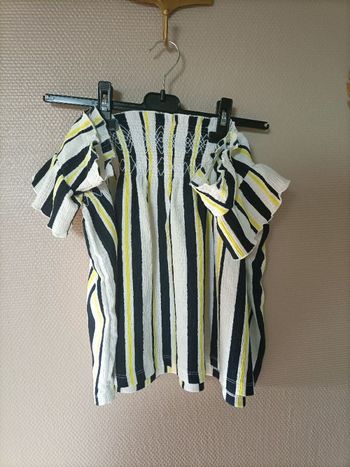 Tshirt épaules dénudées à rayure multicolore
