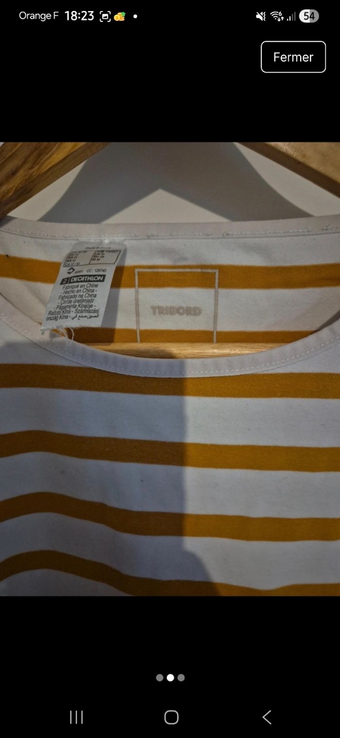 Tee-shirt marinière jaune - photo numéro 3