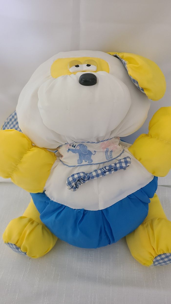 Peluche chien style BIKIN Puffalump toile de parachute vintage 38 cm - photo numéro 4