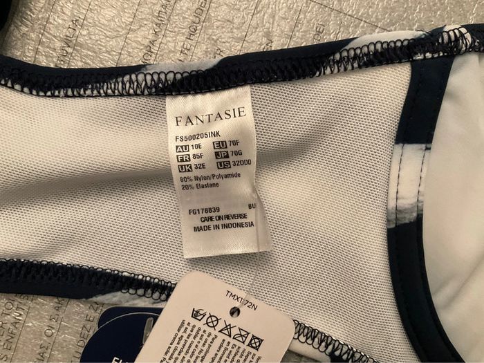 Haut maillot bleu et blanc Fantasie neuf - photo numéro 7