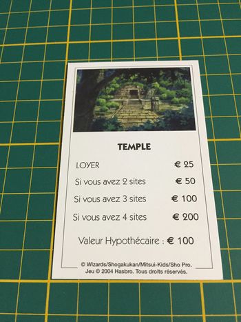Carte Temple pièce détachée Monopoly Duel Masters Hasbro Parker Wizards #A64
