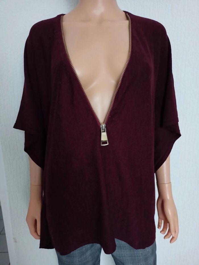 Pull manches courtes bordeaux TU N*38 - photo numéro 2