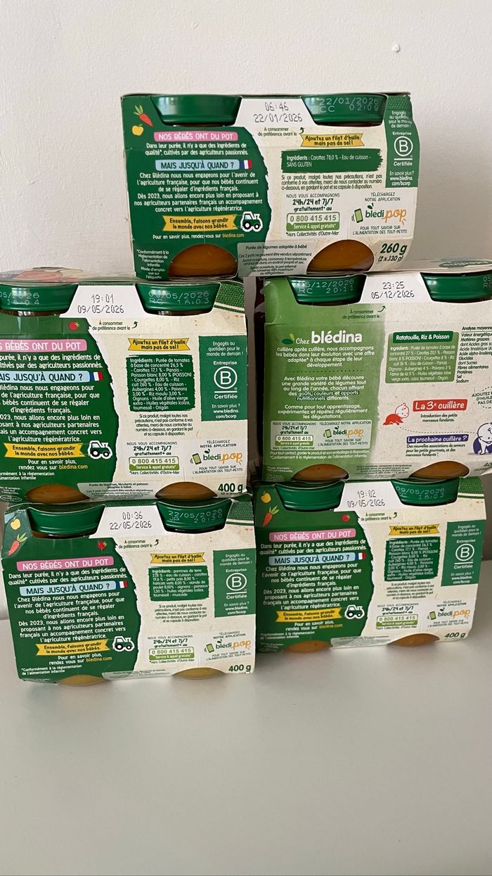 Lot de 5 packs de petits pots Blédina – Bébé (DLC 2026) - photo numéro 2