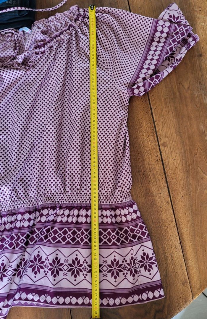 Blouse manches courtes mauve violet motifs cœurs Blancheporte Taille 54 - photo numéro 12