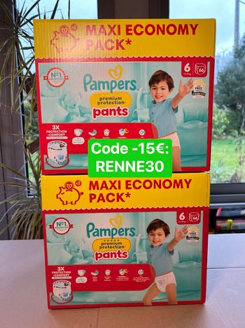Couche taille 6 Pampers Premium protection taille 6 : 132 culottes