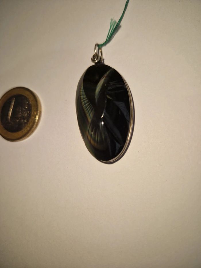 Pendentif obsidienne arc en ciel colombe - photo numéro 5