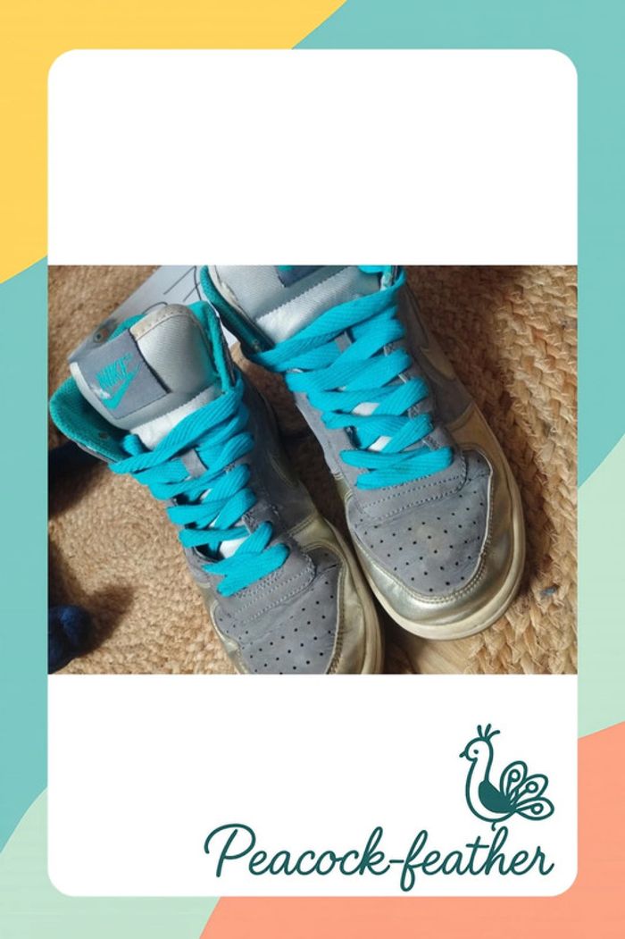 Baskets Nike grises turquoise 37.5 - photo numéro 5
