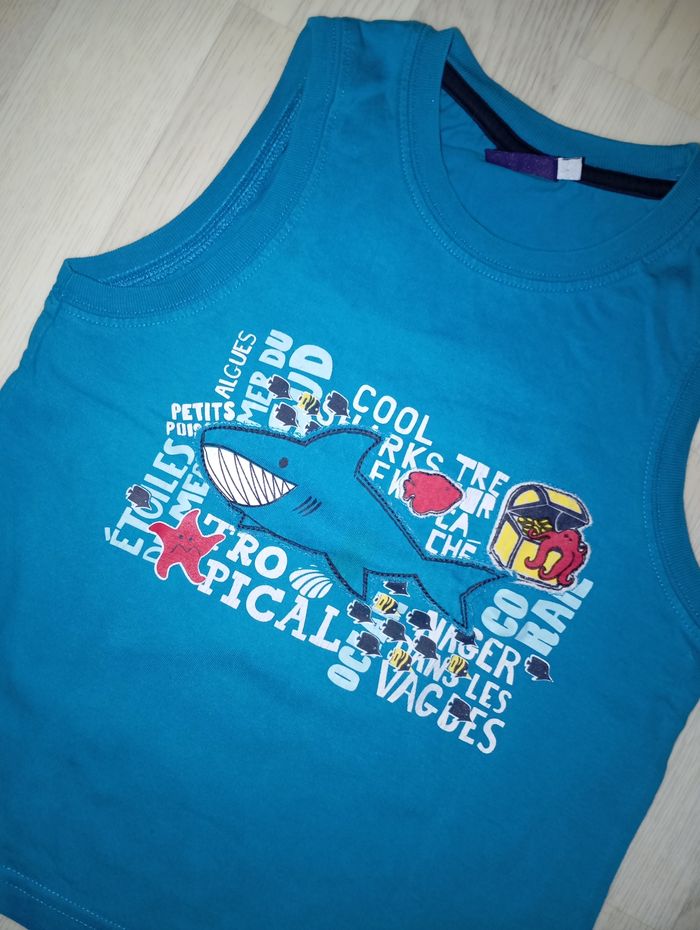 Débardeur bleu turquoise foncé motif baleine Sergent Major T. 6 ans NEUF - photo numéro 2
