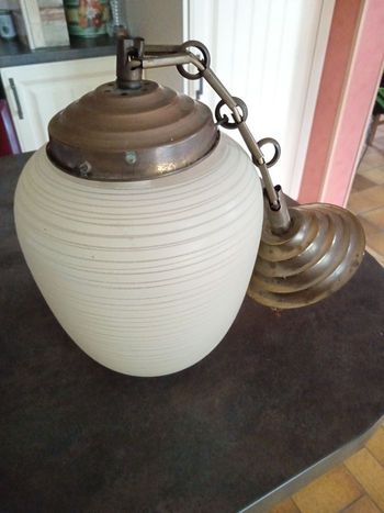 Suspension Vintage en verre nervuré