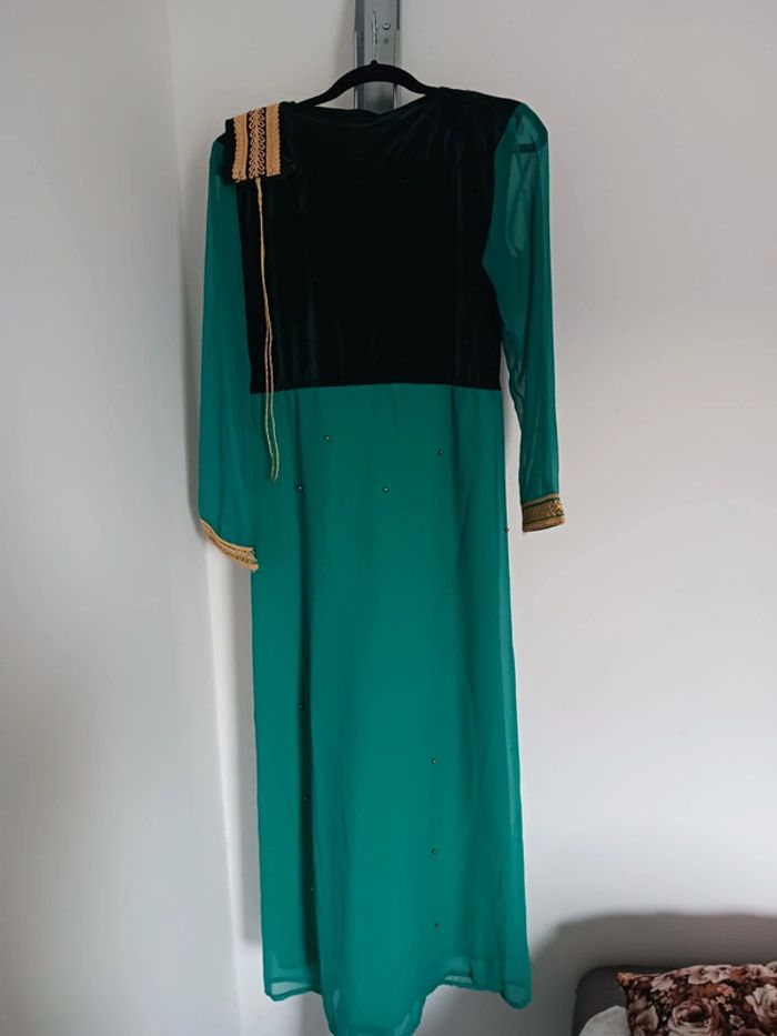 Robe de soirée verte/rouge/bleue avec ceinture T.L - photo numéro 7