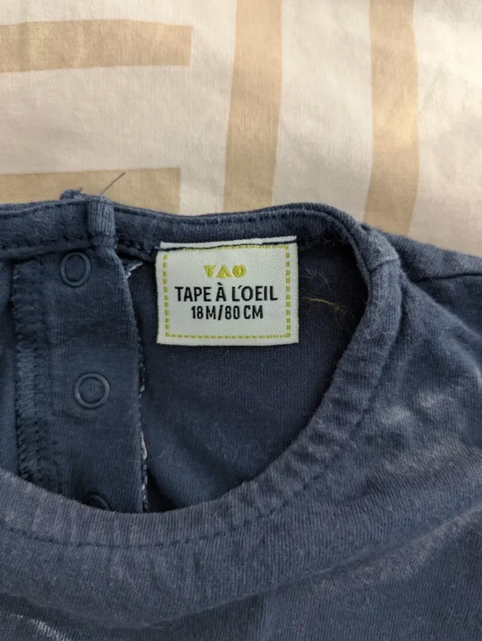 T-shirt bleu marine à volants fleuris - Tape à l'Oeil (TAO) - 18 mois (80 cm) - photo numéro 4