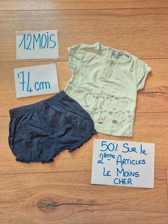 Ensemble Tee-shirt manche courte poisson et Short bloomer