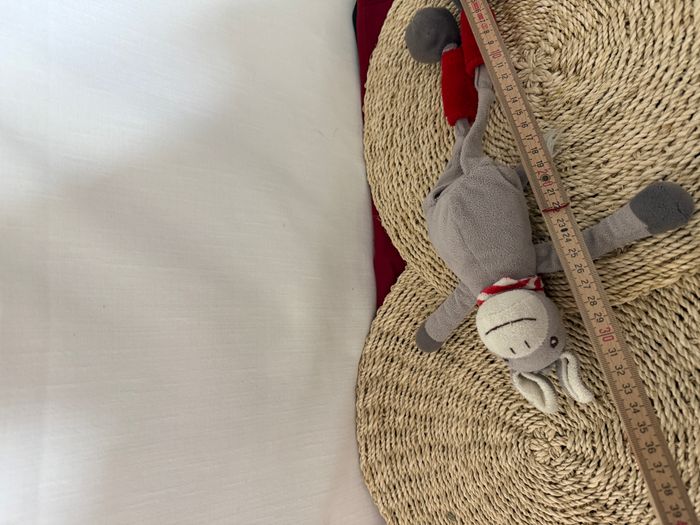 Doudou ane gris rouge aux longues pattes LES PETITES MARIE - photo numéro 4