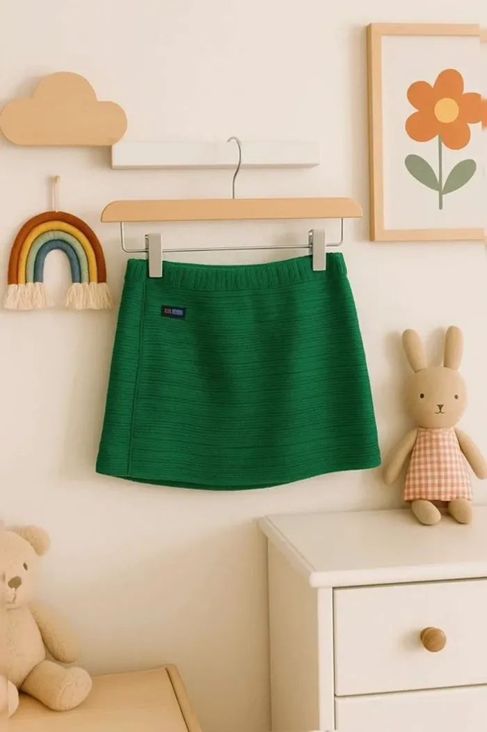 Jupe verte en maille côtelée Alphabet – 5 ans