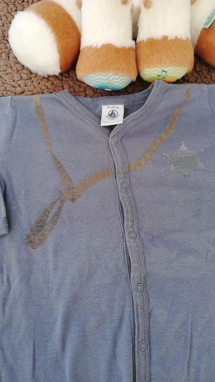 Pyjama coton 1 pièce petit bateau 6 mois - photo numéro 2