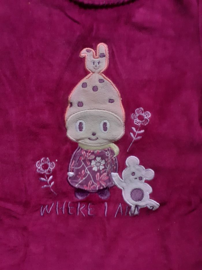 Babygros framboise motif petite fille - photo numéro 2