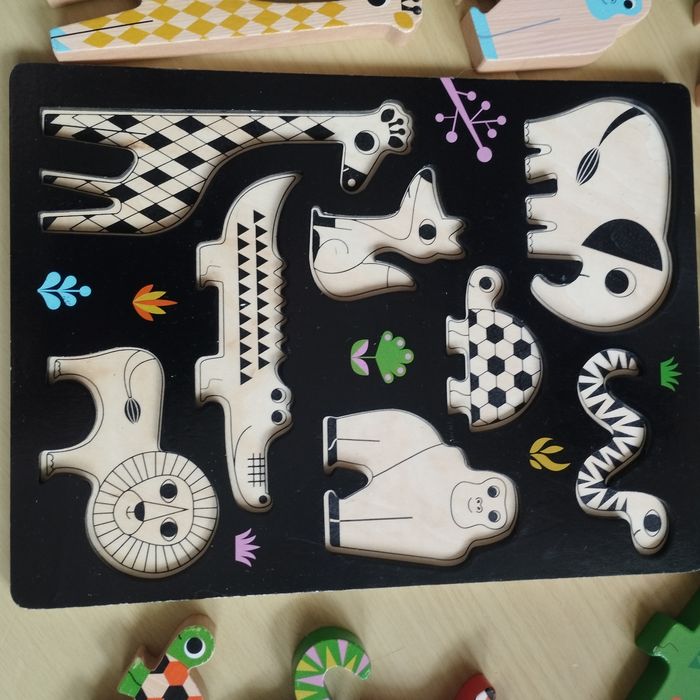 Jeu puzzle encastrement animaux en bois - photo numéro 2