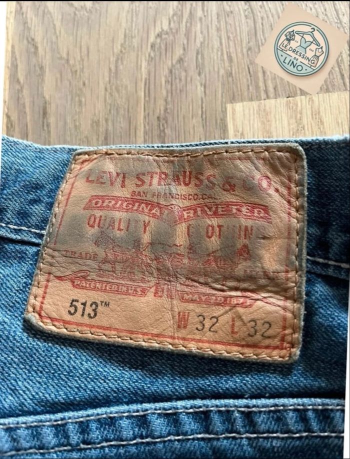 Levi’s 513 Slim Straight W32 L32 – Bleu usé vintage, bon état - photo numéro 4