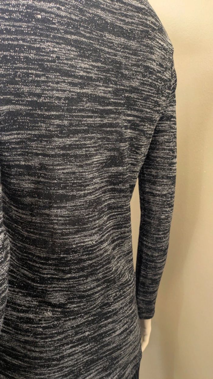Haut long pull fin noir gris brillant fibre metalique - photo numéro 4