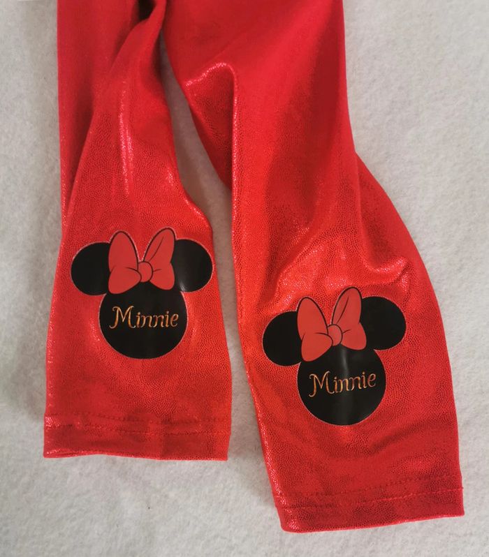 Legging 👸 Minnie, rouge, aspect brillant, Disney, 5ans, 110cm - photo numéro 3