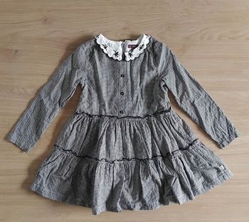 Sergent Major robe fille 8 ans – robe vichy noir et blanc col brodé manches longues