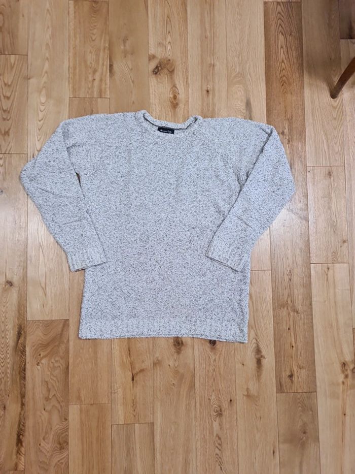 Pull maille chenille gris
